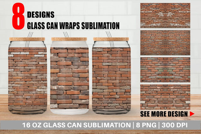 Glass Can Brick Wall Sublimation artnoy 