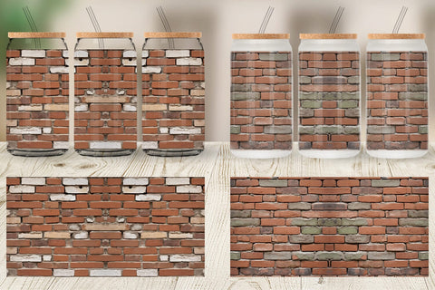 Glass Can Brick Wall Sublimation artnoy 