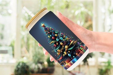 Glass Can Bright Christmas Tree Sublimation artnoy 