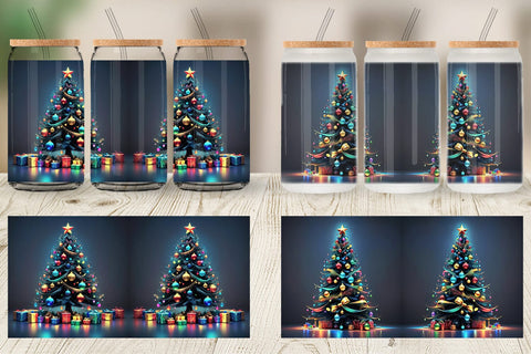 Glass Can Bright Christmas Tree Sublimation artnoy 