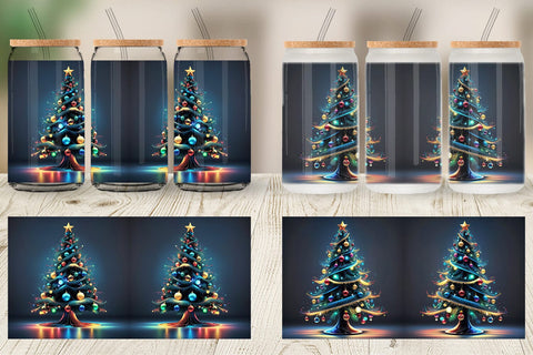 Glass Can Bright Christmas Tree Sublimation artnoy 