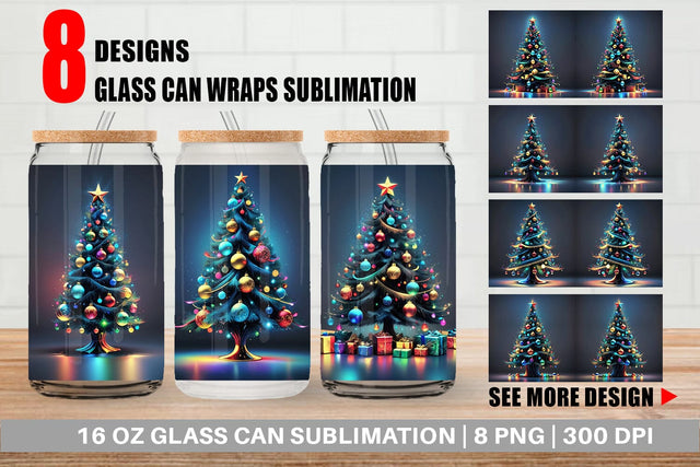 Glass Can Bright Christmas Tree Sublimation artnoy 