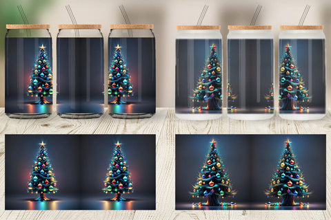 Glass Can Bright Christmas Tree Sublimation artnoy 