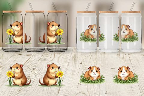 Glass Can Bug-Eyed Spring Bloomers Watercolor Sublimation artnoy 
