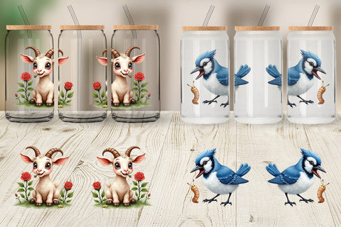 Glass Can Bug-Eyed Spring Bloomers Watercolor Sublimation artnoy 