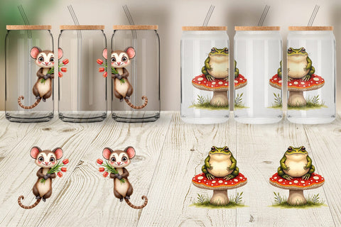 Glass Can Bug-Eyed Spring Bloomers Watercolor Sublimation artnoy 