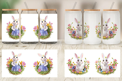 Glass Can Bunny Easter Embroidery Sublimation artnoy 