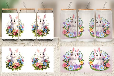 Glass Can Bunny Easter Embroidery Sublimation artnoy 