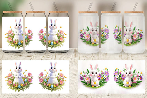 Glass Can Bunny Easter Embroidery Sublimation artnoy 