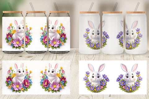 Glass Can Bunny Easter Embroidery Sublimation artnoy 