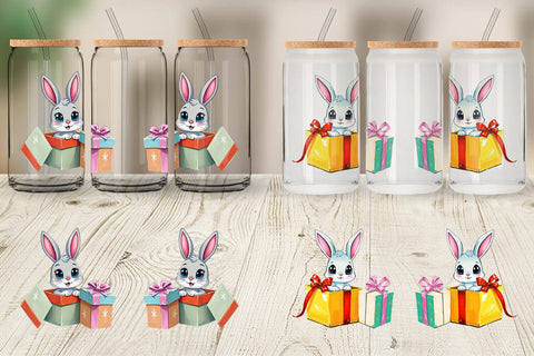 Glass Can Bunny Gift Sublimation artnoy 