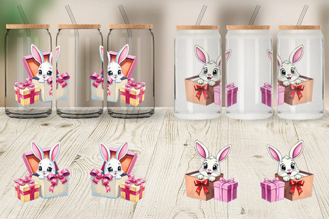 Glass Can Bunny Gift Sublimation artnoy 
