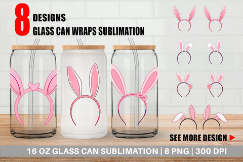 Glass Can Bunny Headband Sublimation artnoy 