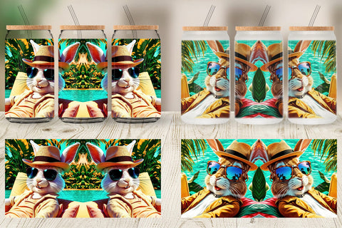 Glass Can Bunny in Summer Sublimation artnoy 