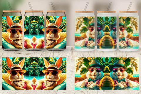 Glass Can Bunny in Summer Sublimation artnoy 