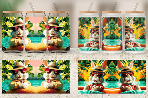 Glass Can Bunny in Summer Sublimation artnoy 