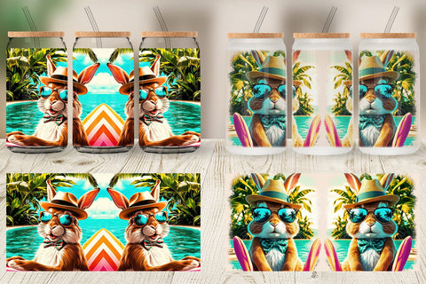 Glass Can Bunny in Summer Sublimation artnoy 