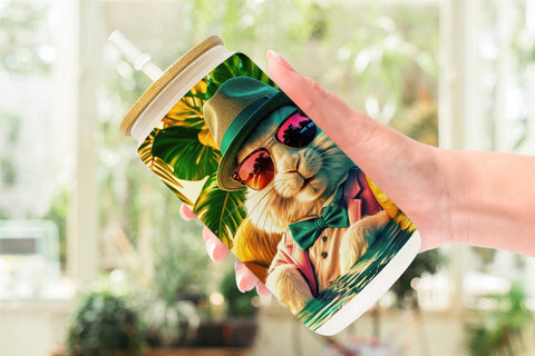 Glass Can Bunny in Summer Sublimation artnoy 