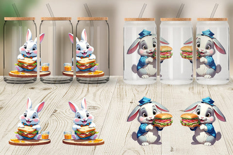 Glass Can Bunny with Sandwich Sublimation artnoy 