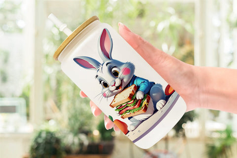 Glass Can Bunny with Sandwich Sublimation artnoy 