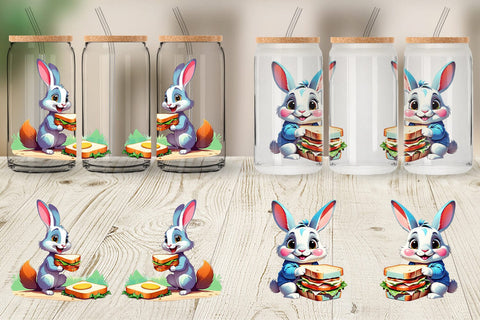 Glass Can Bunny with Sandwich Sublimation artnoy 