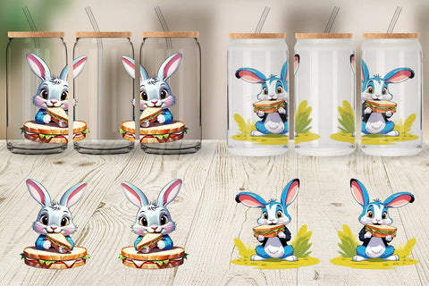 Glass Can Bunny with Sandwich Sublimation artnoy 