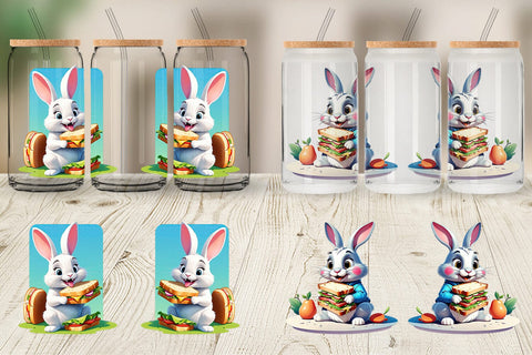 Glass Can Bunny with Sandwich Sublimation artnoy 