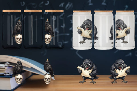 Glass Can Burnout Raven Dark Academia Watercolor Sublimation artnoy 