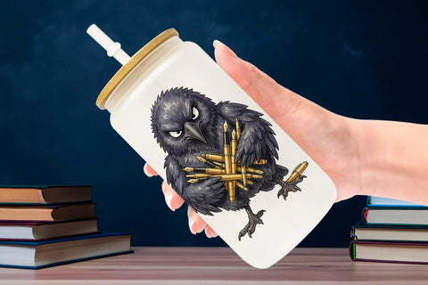 Glass Can Burnout Raven Dark Academia Watercolor Sublimation artnoy 