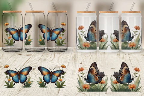 Glass Can Butterfly illustration Sublimation artnoy 