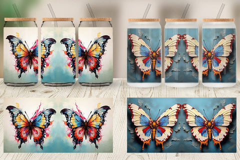 Glass Can Butterfly Vibrant Color Sublimation artnoy 