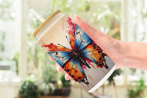Glass Can Butterfly Vibrant Color Sublimation artnoy 