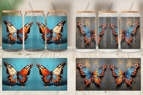 Glass Can Butterfly Vibrant Color Sublimation artnoy 