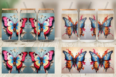 Glass Can Butterfly Vibrant Color Sublimation artnoy 