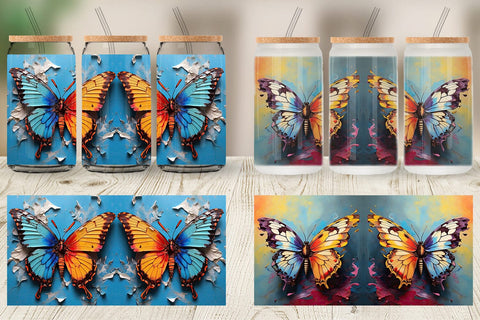 Glass Can Butterfly Vibrant Color Sublimation artnoy 