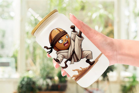 Glass Can Caffeinated Chaos Sarcastic Coffee Bean Characters Sublimation artnoy 