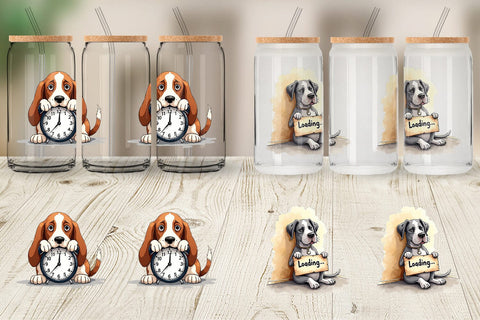 Glass Can Caffeine & Chaos Morning Mood Sarcastic Dogs Sublimation artnoy 
