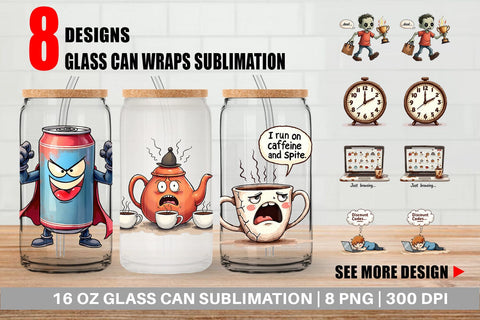 Glass Can Caffeine Commerce Sublimation artnoy 
