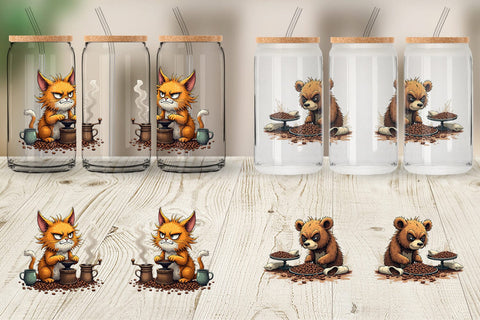 Glass Can Caffeine Critters Sublimation artnoy 