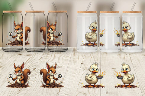 Glass Can Caffeine Critters Sublimation artnoy 