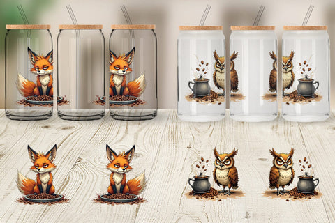 Glass Can Caffeine Critters Sublimation artnoy 