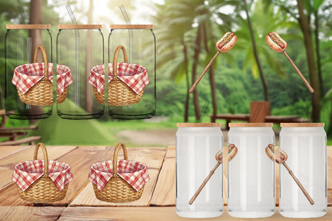 Glass Can Campfire Cooking Nostalgia Watercolor Sublimation artnoy 