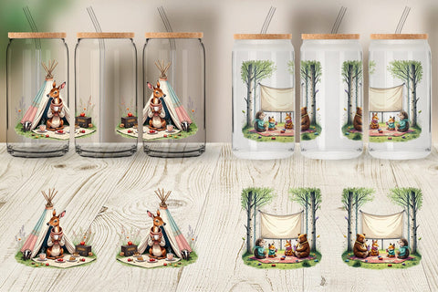 Glass Can Camping Cozy Animals Sublimation artnoy 