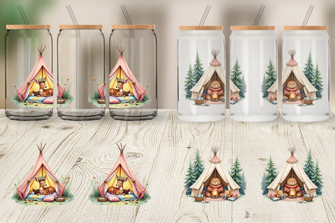 Glass Can Camping Cozy Animals Sublimation artnoy 