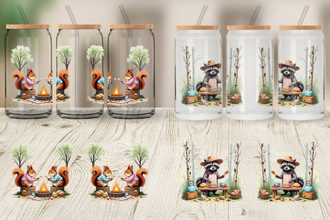 Glass Can Camping Cozy Animals Sublimation artnoy 