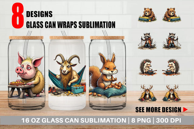 Glass Can Camping Grumps Sublimation artnoy 