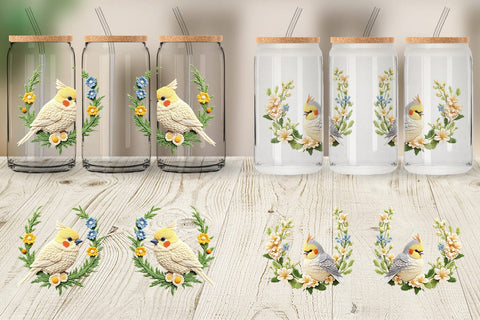 Glass Can Canary Embroidery Sublimation artnoy 