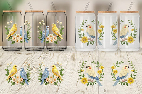 Glass Can Canary Embroidery Sublimation artnoy 