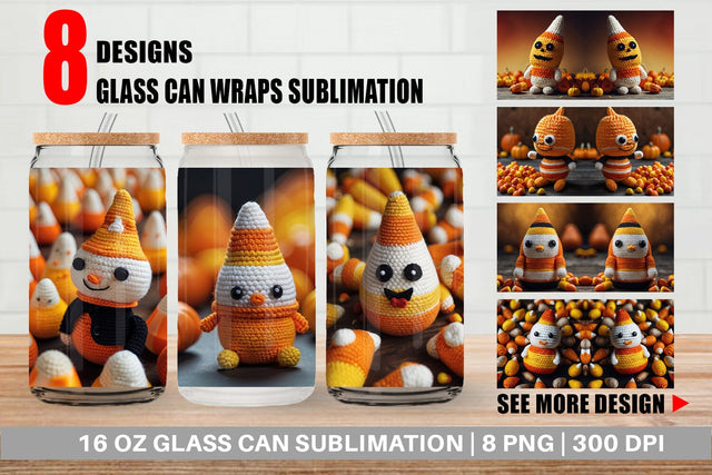 Glass Can Candy Corn Knitted Sublimation artnoy 