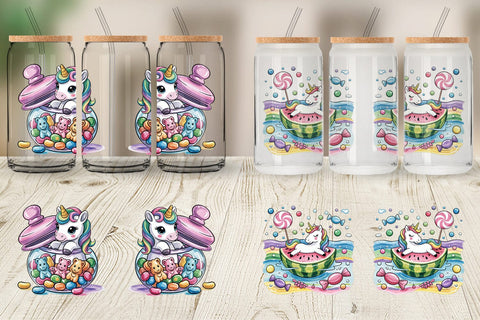 Glass Can Candy Unicorn Summer Sublimation artnoy 